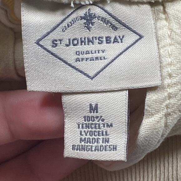 St John's Bay Wide Leg Crop Pants Women's Size Medium Pull On Tencel Beige Birch - Picture 3 of 7